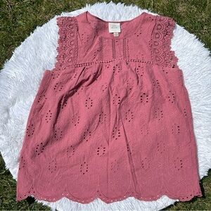 Knox Rose Target Women's Dust Rose Pink Eyelet Scallop Trim Blouse Size Small